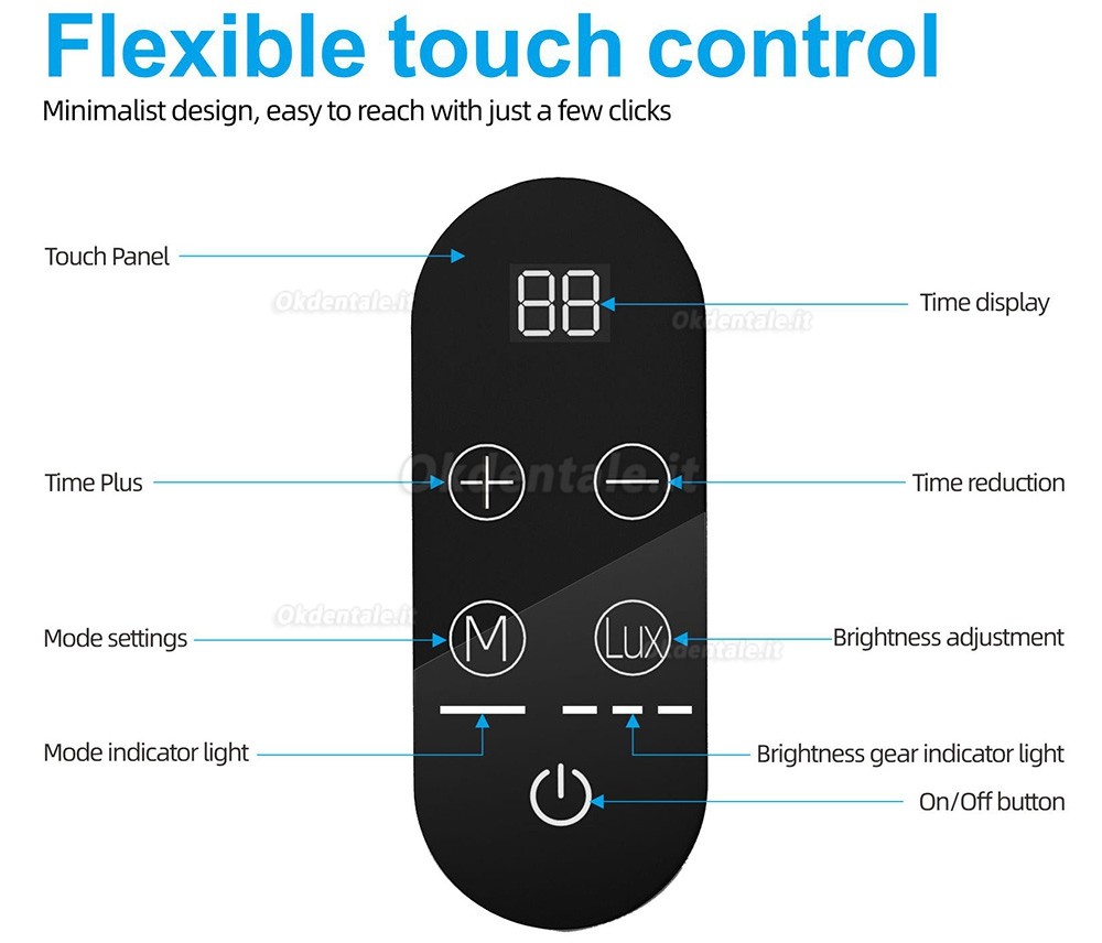 Lampada sbiancante per denti a led tipo poltrona odontoiatrica Bonin BM01-C (luce a 3 colori)